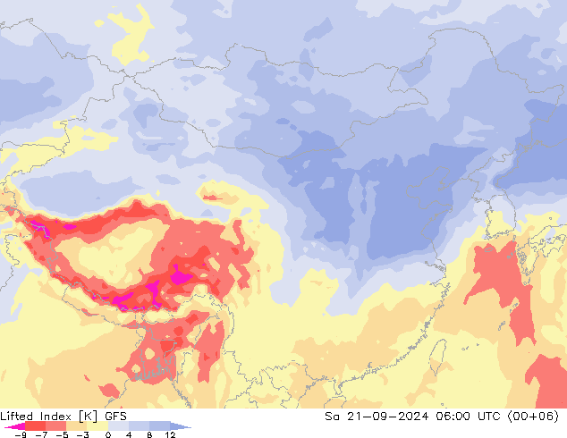 Lifted Index GFS Sáb 21.09.2024 06 UTC