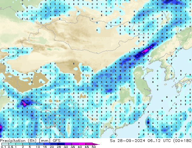 Z500/Rain (+SLP)/Z850 GFS 星期六 28.09.2024 12 UTC