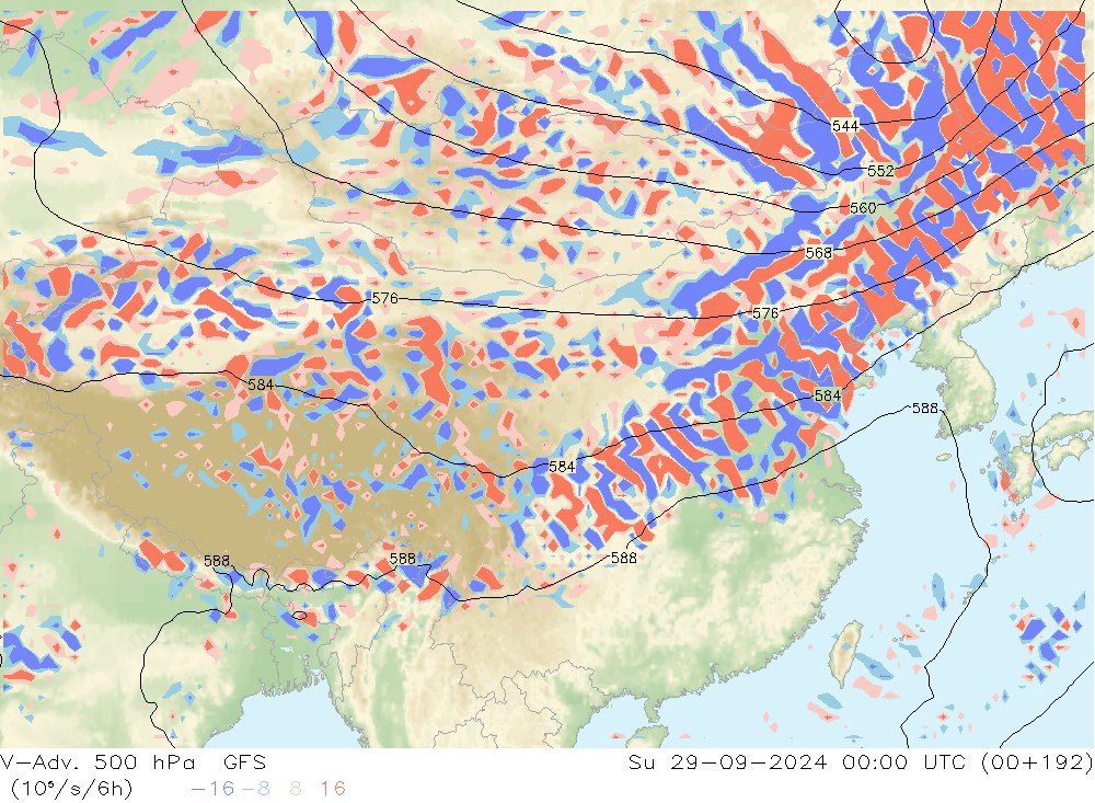 V-Adv. 500 hPa GFS 星期日 29.09.2024 00 UTC