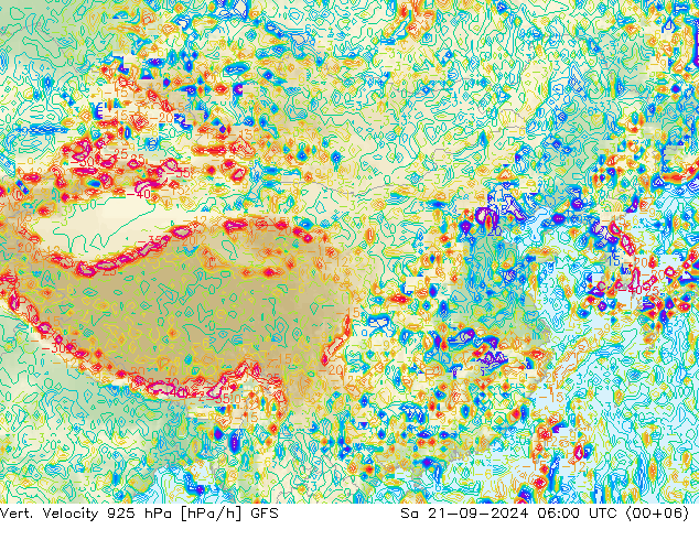 Vert. Velocity 925 hPa GFS 星期六 21.09.2024 06 UTC