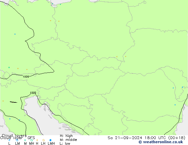 Wolkenlagen GFS za 21.09.2024 18 UTC