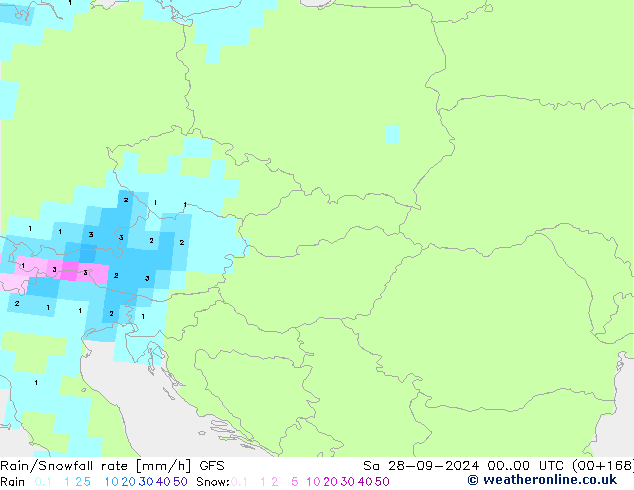 Rain/Snowfall rate GFS sam 28.09.2024 00 UTC