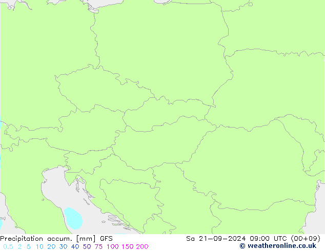 Toplam Yağış GFS Cts 21.09.2024 09 UTC