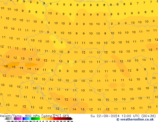 Height/Temp. 850 hPa GFS Su 22.09.2024 12 UTC