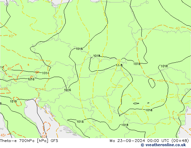 Theta-e 700hPa GFS Seg 23.09.2024 00 UTC