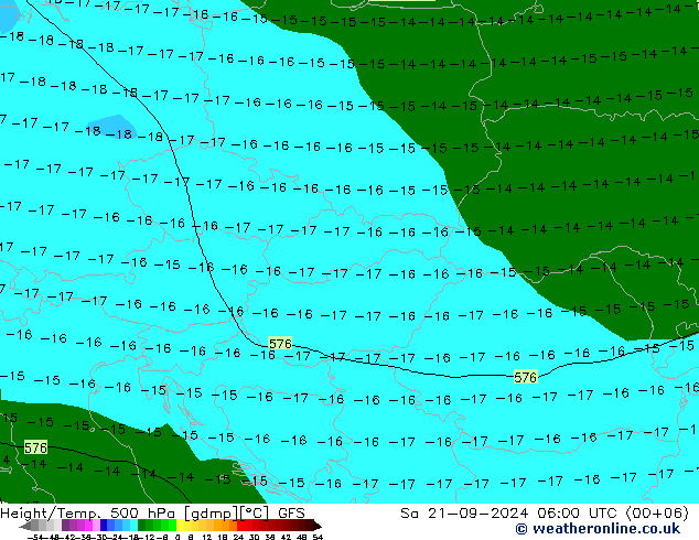 Height/Temp. 500 hPa GFS Sa 21.09.2024 06 UTC