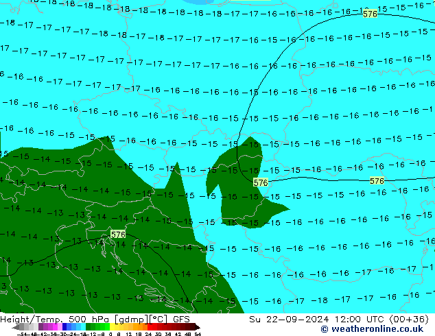 Height/Temp. 500 hPa GFS  22.09.2024 12 UTC