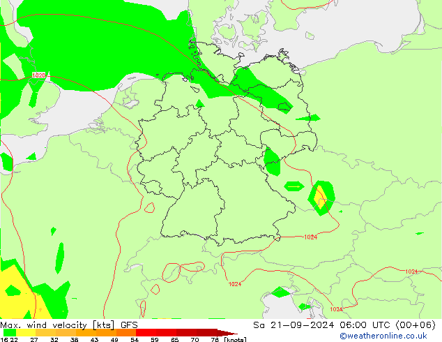 Max. wind velocity GFS Sa 21.09.2024 06 UTC