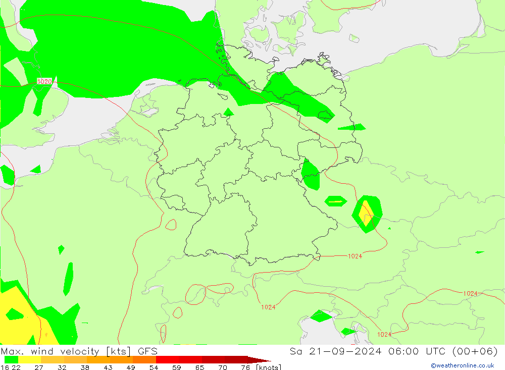 Windböen GFS Sa 21.09.2024 06 UTC