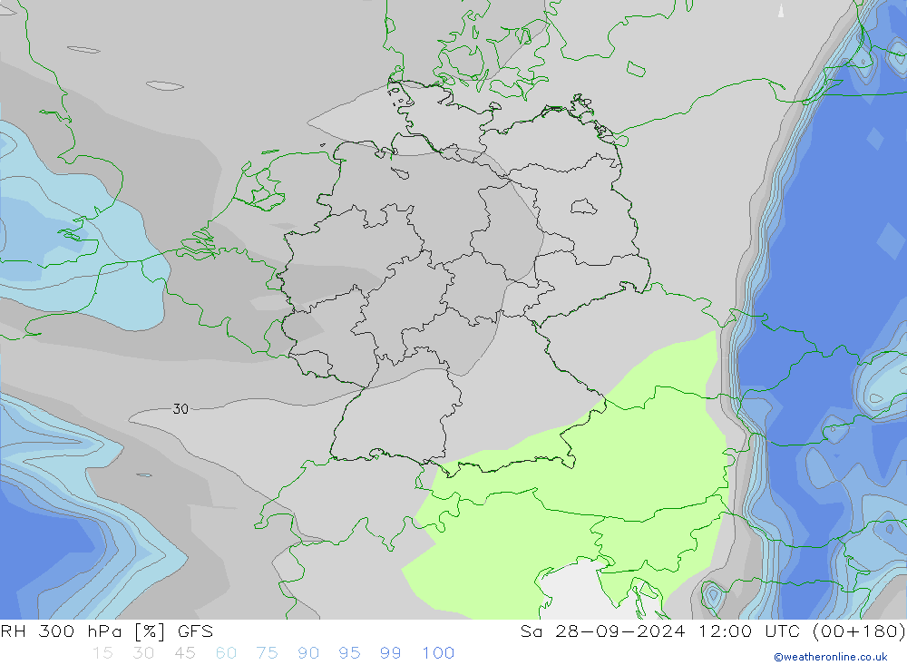 RH 300 hPa GFS Září 2024