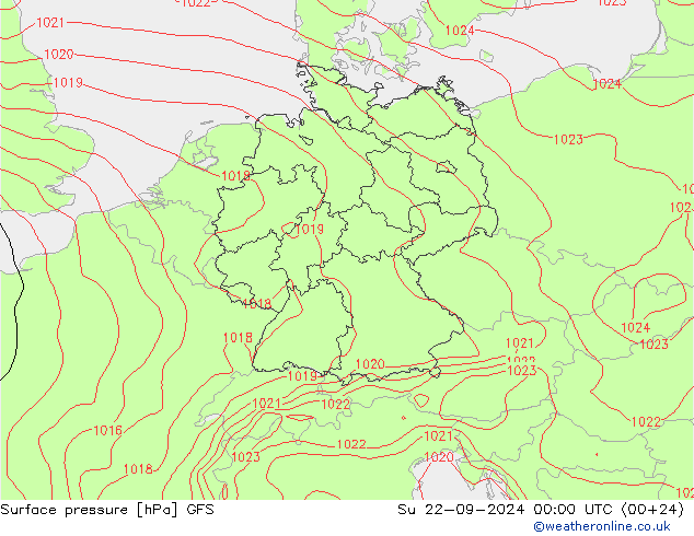 Surface pressure GFS Su 22.09.2024 00 UTC