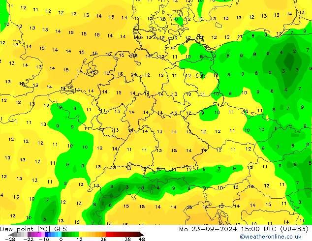 punkt rosy GFS pon. 23.09.2024 15 UTC