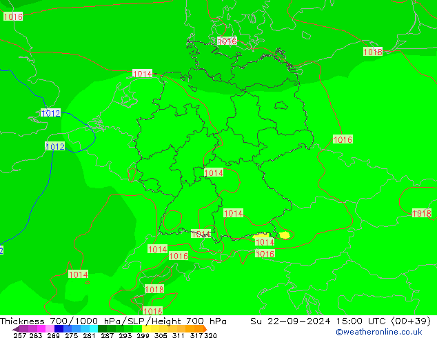 700-1000 hPa Kalınlığı GFS Eylül 2024