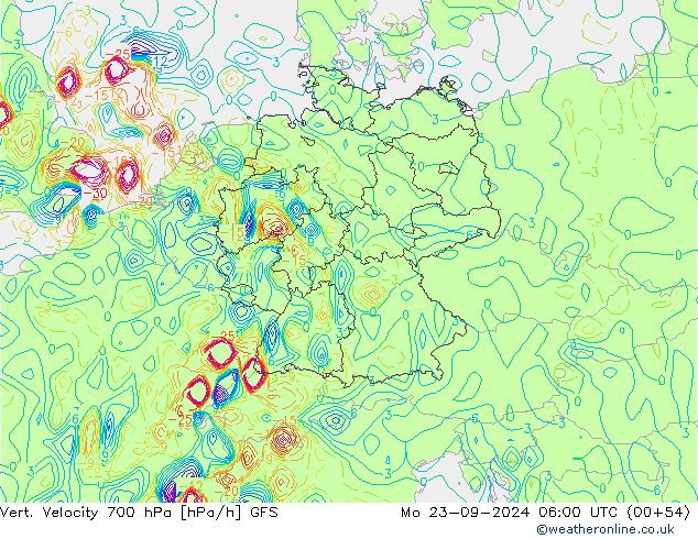 Vert. Velocity 700 hPa GFS Mo 23.09.2024 06 UTC