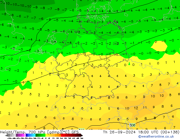 Height/Temp. 700 hPa GFS Září 2024