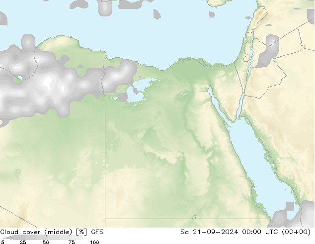 Bewolking (Middelb.) GFS za 21.09.2024 00 UTC