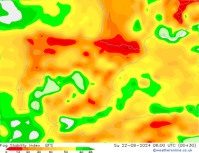 Fog Stability Index GFS So 22.09.2024 06 UTC