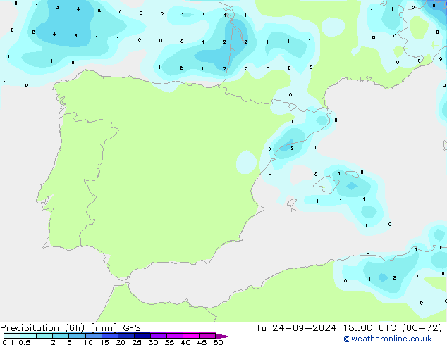 opad (6h) GFS wto. 24.09.2024 00 UTC