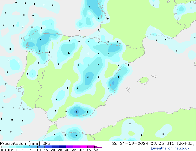 осадки GFS сб 21.09.2024 03 UTC