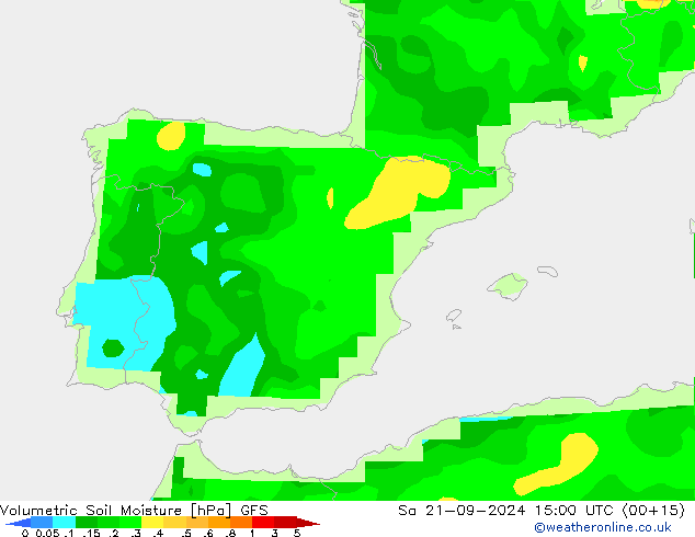 Volumetric Soil Moisture GFS Sa 21.09.2024 15 UTC