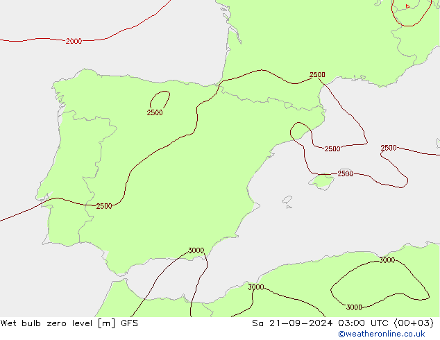 Theta-W Frostgrenze GFS Sa 21.09.2024 03 UTC