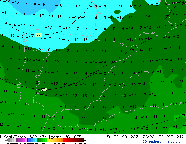 Z500/Regen(+SLP)/Z850 GFS zo 22.09.2024 00 UTC