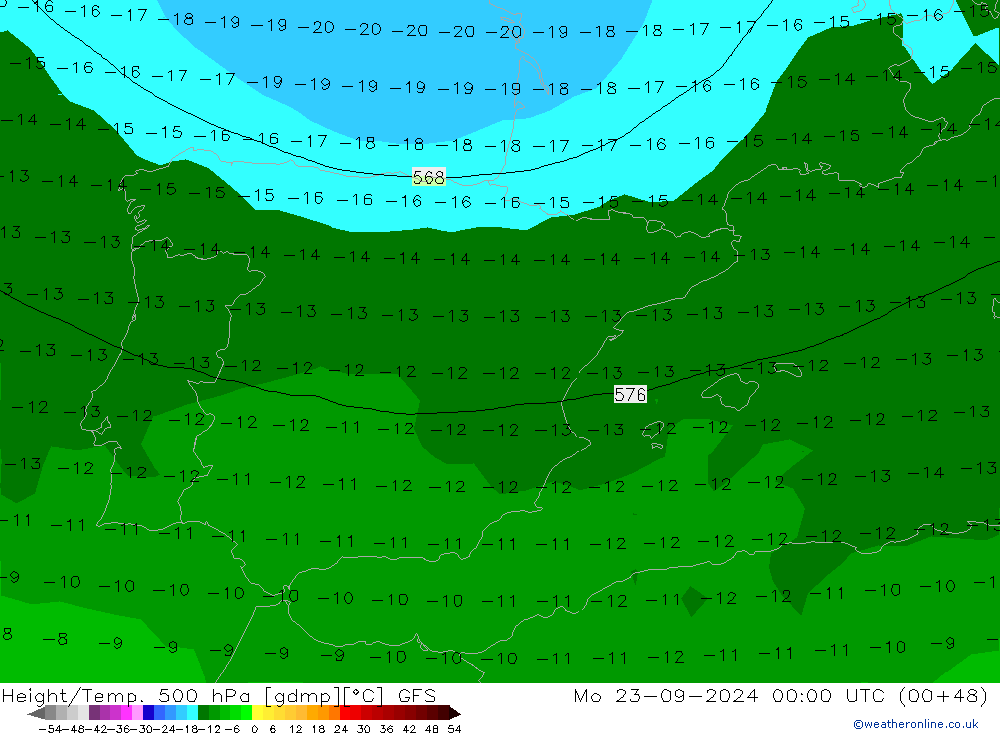 Z500/Rain (+SLP)/Z850 GFS pon. 23.09.2024 00 UTC