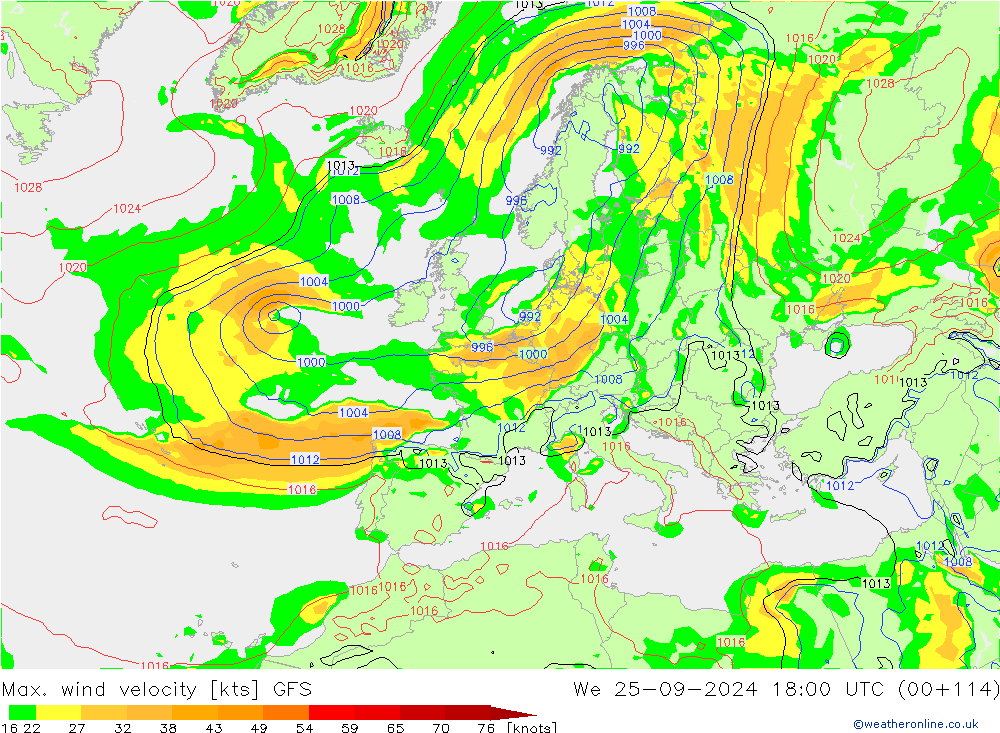 Windböen GFS Mi 25.09.2024 18 UTC