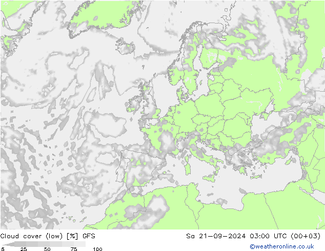 zachmurzenie (niskie) GFS so. 21.09.2024 03 UTC