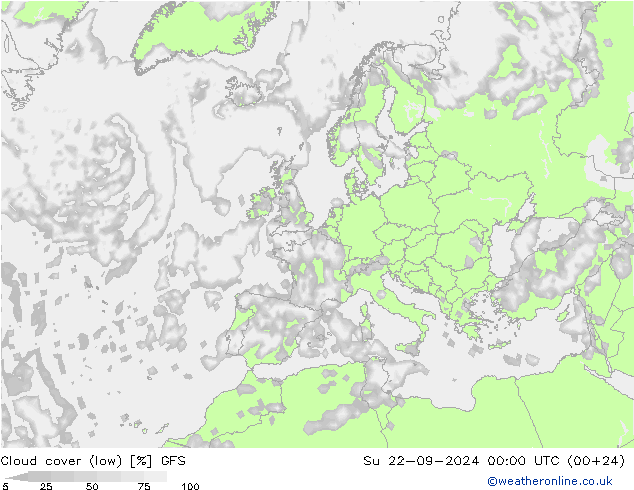 Bewolking (Laag) GFS zo 22.09.2024 00 UTC