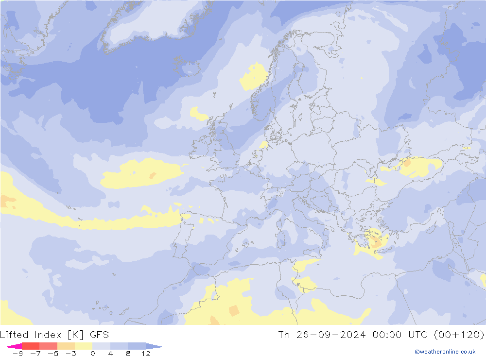 Lifted Index GFS Th 26.09.2024 00 UTC