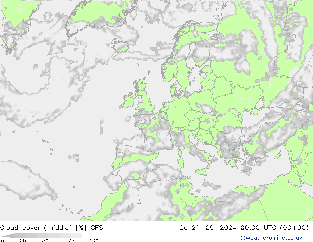 云 (中) GFS 星期六 21.09.2024 00 UTC