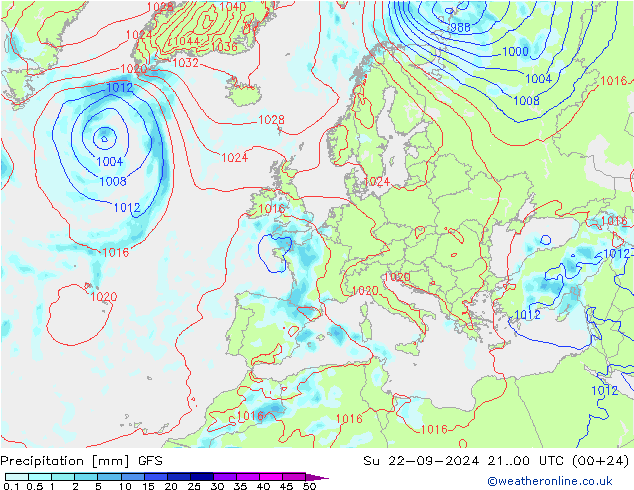 Niederschlag GFS So 22.09.2024 00 UTC