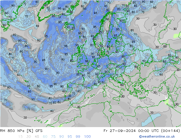 RH 850 hPa GFS pt. 27.09.2024 00 UTC