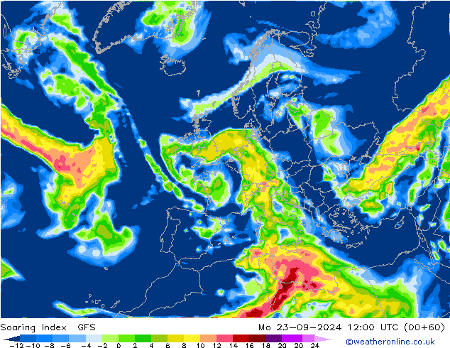 Soaring Index GFS пн 23.09.2024 12 UTC