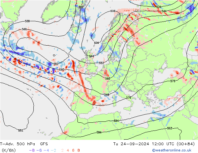 T-Adv. 500 hPa GFS Di 24.09.2024 12 UTC