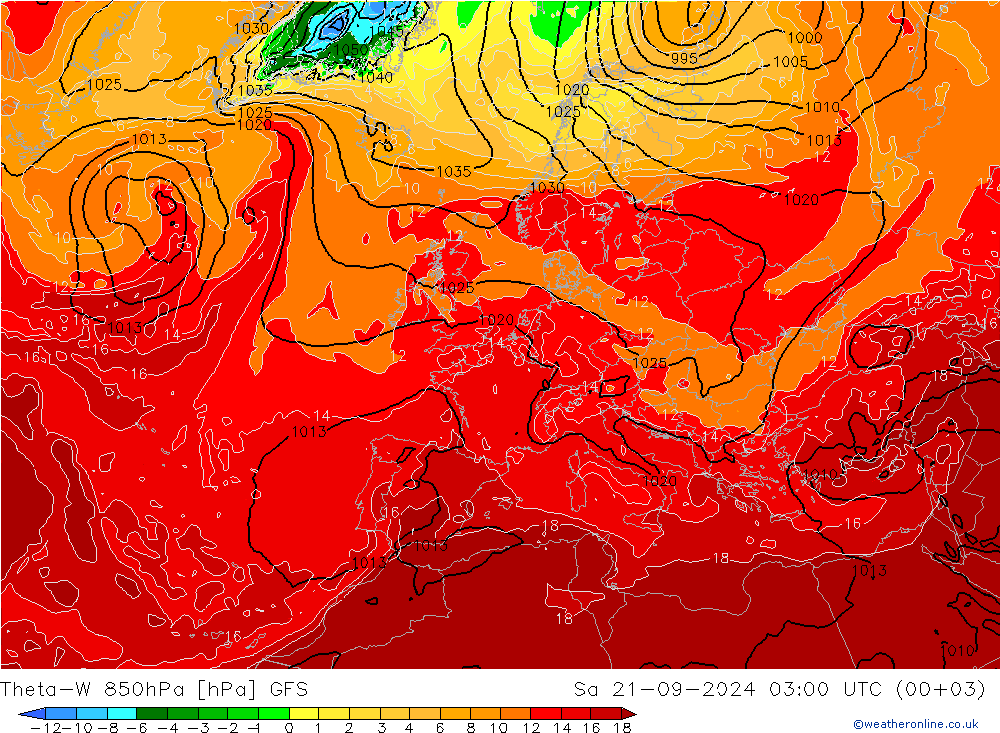 Theta-W 850hPa GFS Cts 21.09.2024 03 UTC