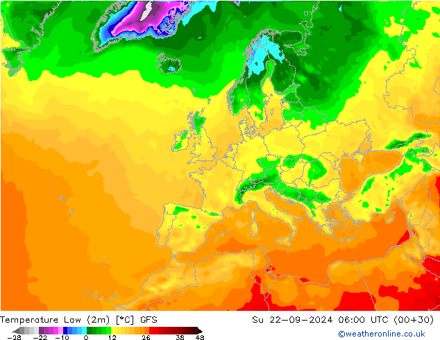 Temp. minima (2m) GFS dom 22.09.2024 06 UTC