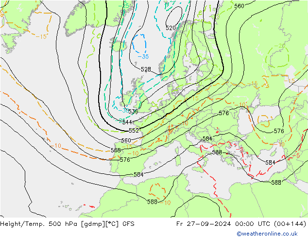 Height/Temp. 500 hPa GFS Fr 27.09.2024 00 UTC