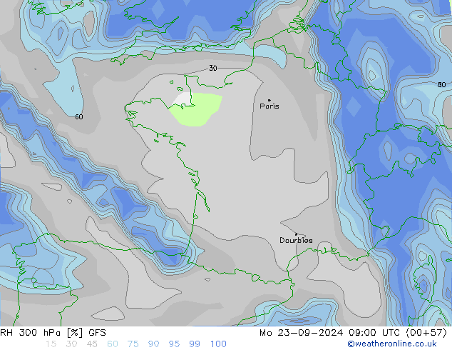 RV 300 hPa GFS ma 23.09.2024 09 UTC