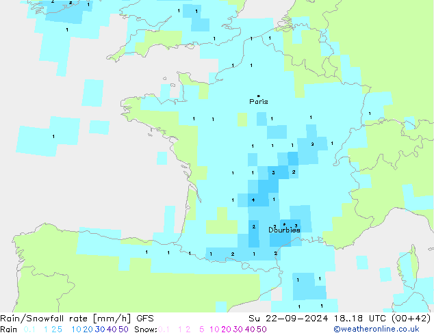 Regen/Schneefallrate GFS September 2024