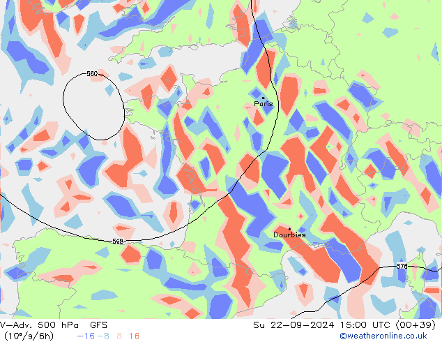 V-Adv. 500 гПа GFS Вс 22.09.2024 15 UTC
