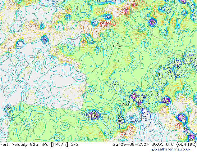 Vert. Velocity 925 hPa GFS  29.09.2024 00 UTC