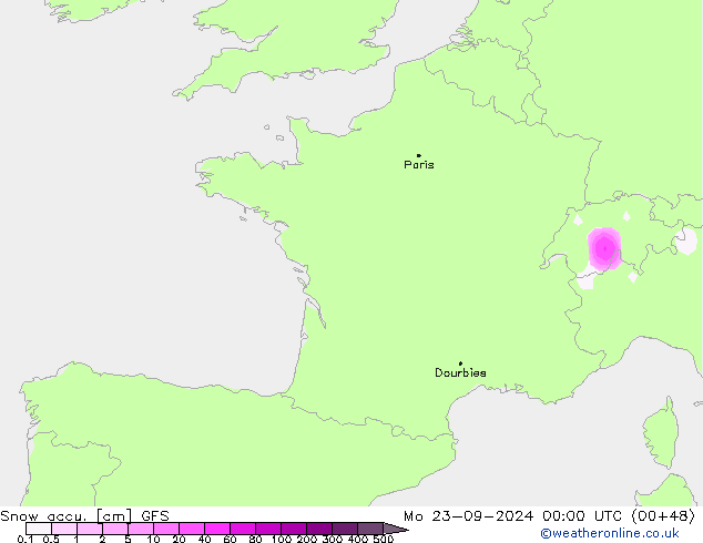 Snow accu. GFS Po 23.09.2024 00 UTC