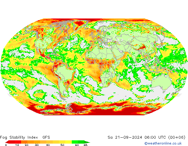 Fog Stability Index GFS Sa 21.09.2024 06 UTC