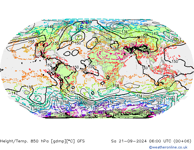 Z500/Yağmur (+YB)/Z850 GFS Cts 21.09.2024 06 UTC