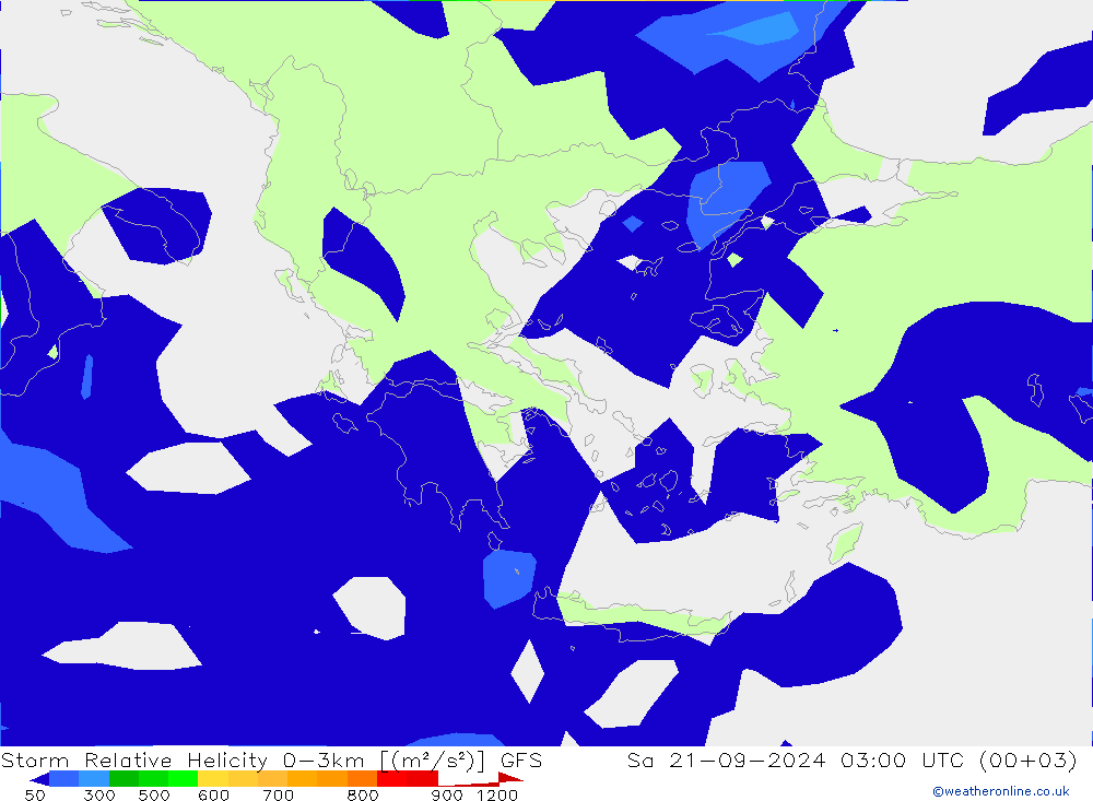 Storm Relative Helicity GFS So 21.09.2024 03 UTC