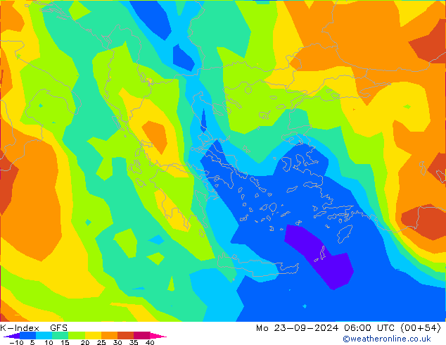 K-Index GFS пн 23.09.2024 06 UTC