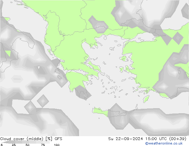 Bewolking (Middelb.) GFS zo 22.09.2024 15 UTC