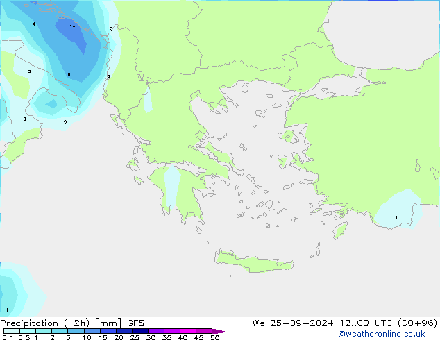 opad (12h) GFS śro. 25.09.2024 00 UTC